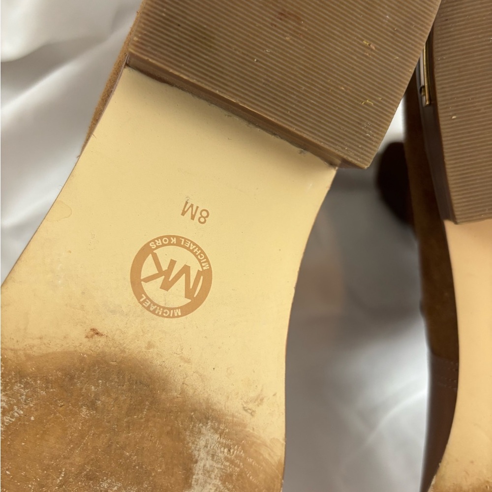 EUC Michael Kors sz8 Suede/Leather Gold Detaill Heeled Boots… - Picture 9 of 9
